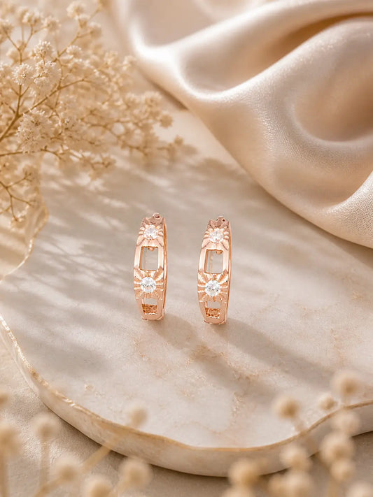 Aurora Bloom Rose Gold Hoops Earrings  - 925 Silver