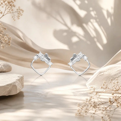 Crystal Crown Silver Hoops Earrings - 925 Silver