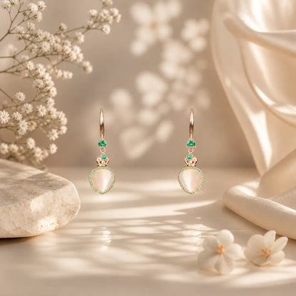 The Verdant Crown Heart  Earrings - 925 Silver