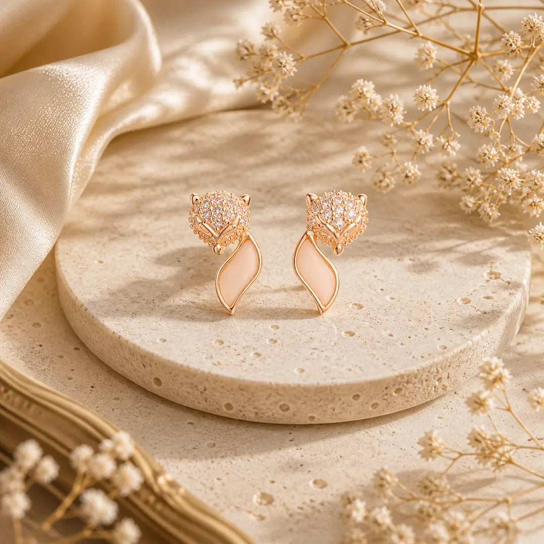 The Foxy Grace Rose Gold Earrings - 925 Silver