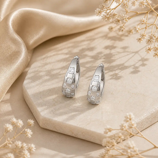 The Lustro Geo Hoops Earrings - 925 Sillver