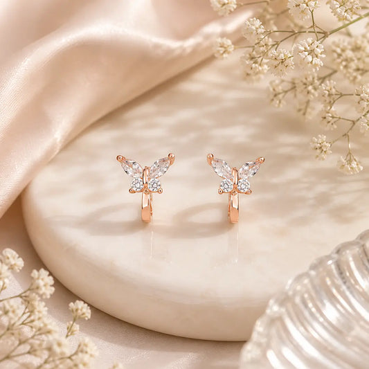 Whispering Wings Butterfly Hoops Earrings -925 Silver