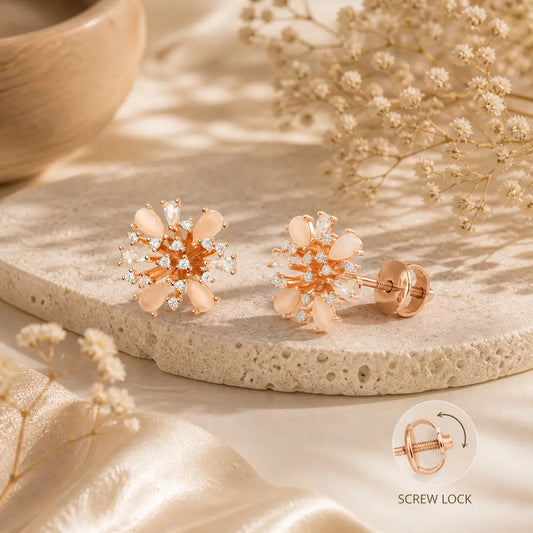 The Rosé Radiance Burst Earrings - 925 Silver