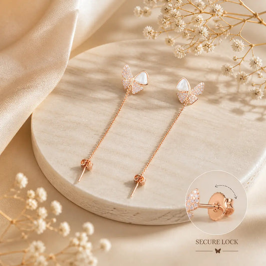 Butterfly Grace Drop Earrings - 925 Silver