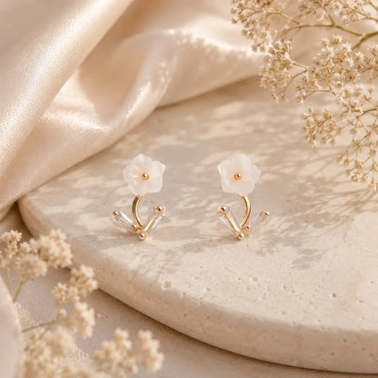 Petal Poise Rose Gold Earrings - 925 Silver