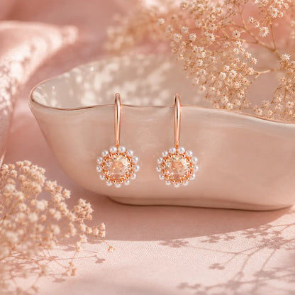 Pearla Halo Drop Earrings  - 925 Silver