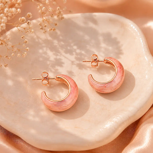 Blush Crescent Hoops - 925 Silver