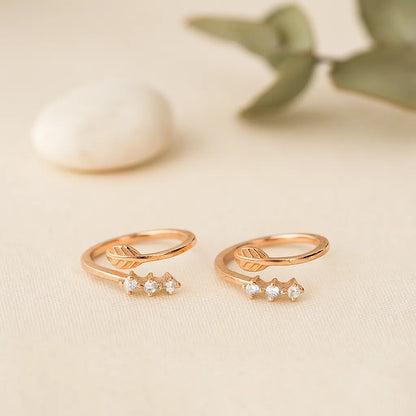 Leaf Charm Rose Gold Silver Adjustable Toe Rings