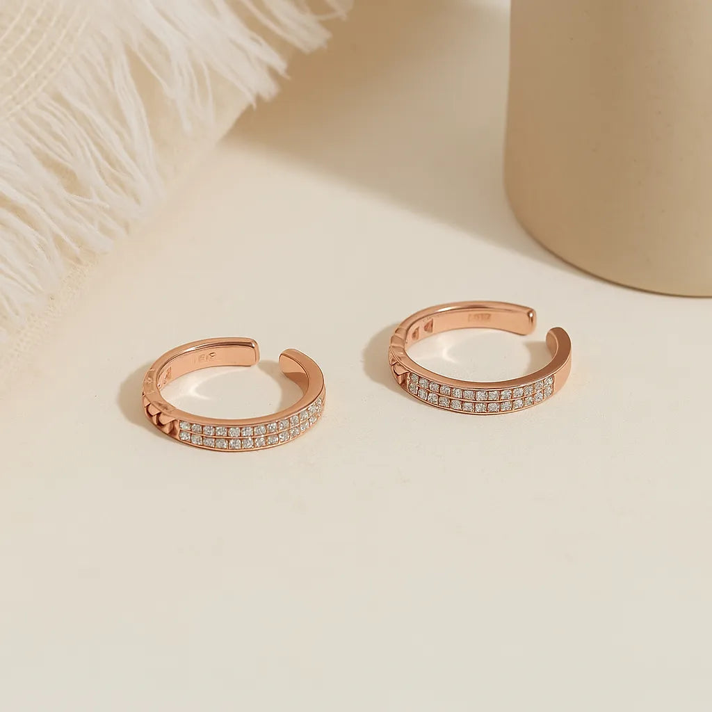 Gleam Luxe Rose Gold Silver Adjustable Toe Rings