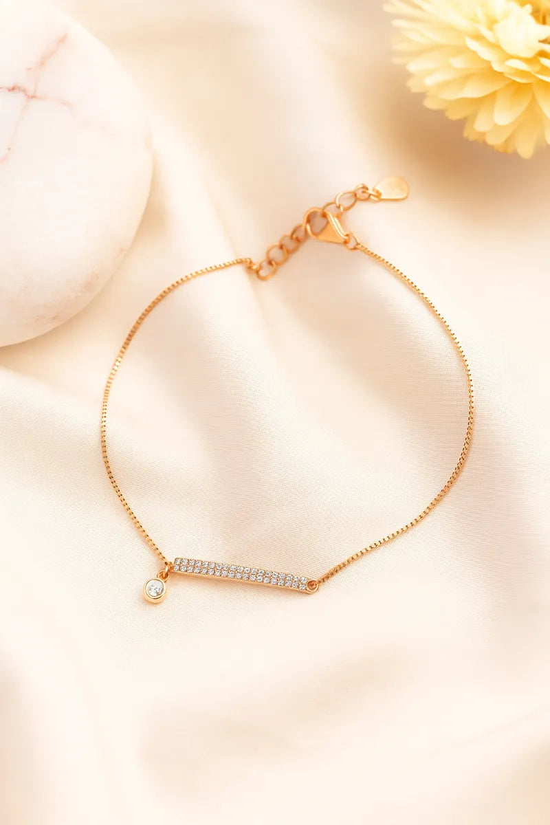 Radiant Bar Rose Gold Silver Bracelet