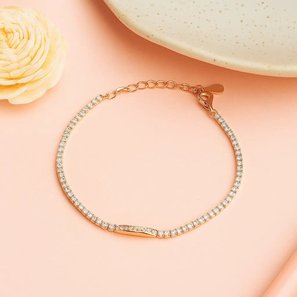 Luxe Radiance Rose Gold Silver Bracelet