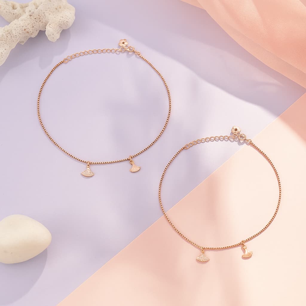 Silver Blossom Rose Gold Anklet