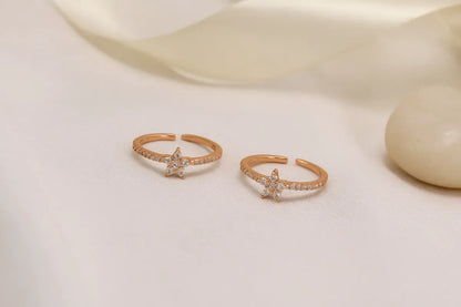 Starry Charm Rose Gold Adjustable Toe Rings