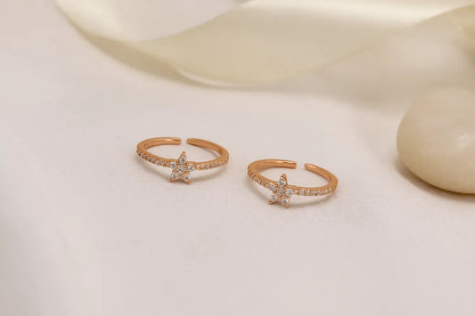 Starry Charm Rose Gold Adjustable Toe Rings