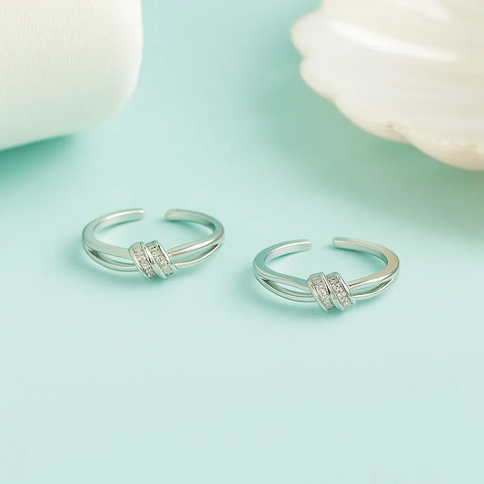 Silver Knot Charm Adjustable Toe Rings