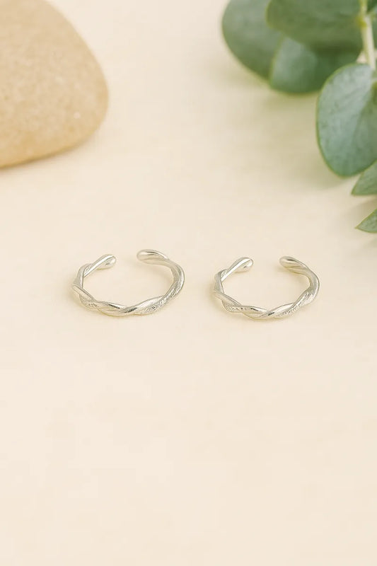 Twisted Elegance Silver Adjustable Toe Rings