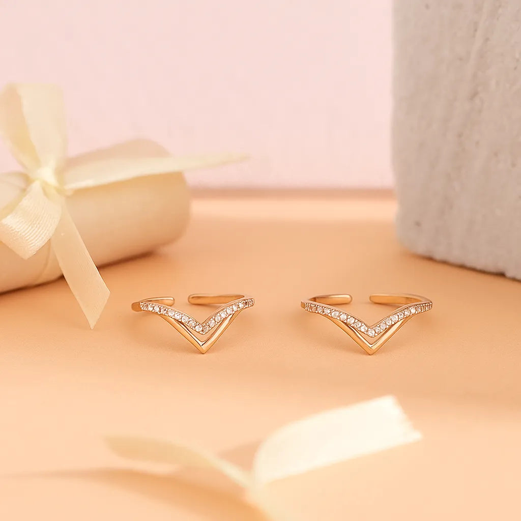 Blush Vibe Rose Gold Silver Adjustable Toe Rings