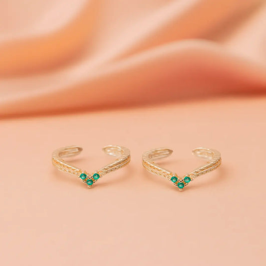 Emerald Grace 925 Silver Adjustable Toe Ring