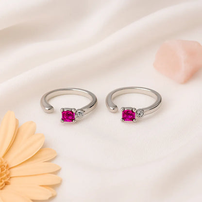 Ruby Spark Adjustable Toe Ring-925 Silver