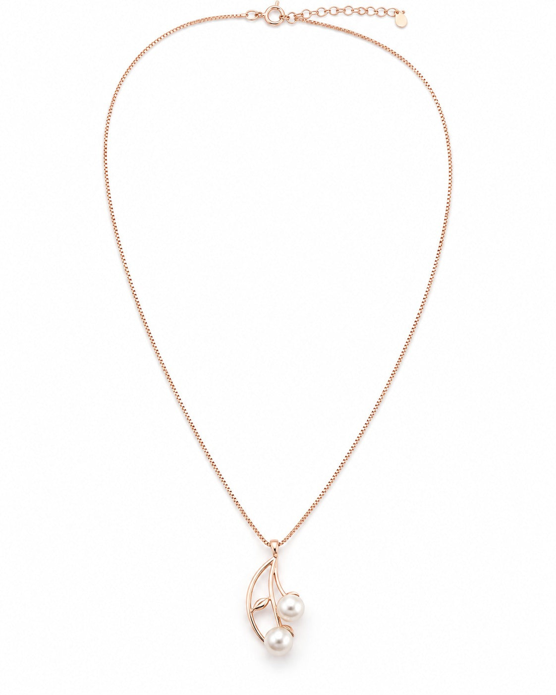 Rose Gold Pearl Vine Pendant Necklace – 925 Sterling Silver