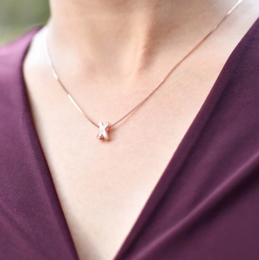 Criss Cross Elegance Pendant Necklace - 925 Silver