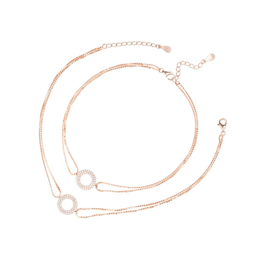 Celeste Halo Rose Gold Anklet - 925 Silver