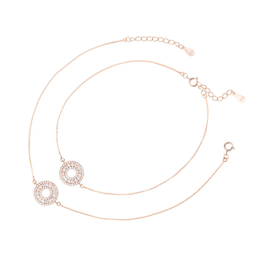 Rose Halo Harmony Anklet - 925 Silver