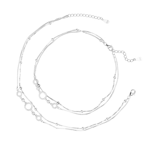 Lunar Harmony Double-Layer Silver Anklet - 925 Silver