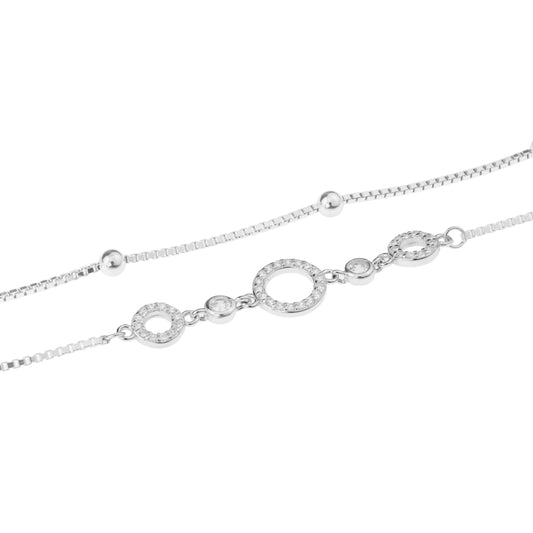 Lunar Harmony Double-Layer Silver Anklet - 925 Silver