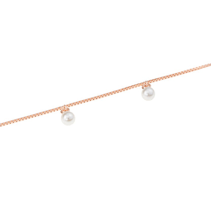 Blush Pearl Dangle Anklet - 925 Silver