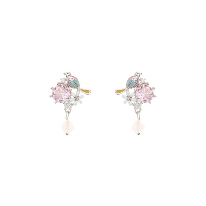 The Pastel Songbird Crystal Earrings - 925 Silver