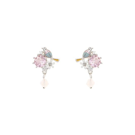 The Pastel Songbird Crystal Earrings - 925 Silver
