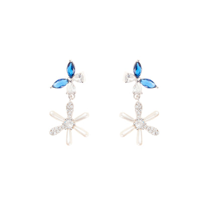 The Sapphire Bloom Drop Studs - 925 Silver