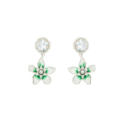 The Verdant Bloom Crystal Stud Drops - 925 Silver