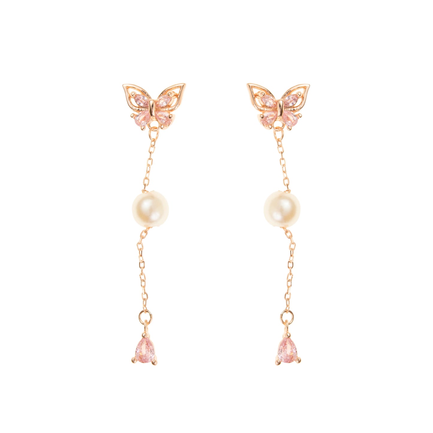The Blush Flutter Pearl Drop Earring - 925 silver