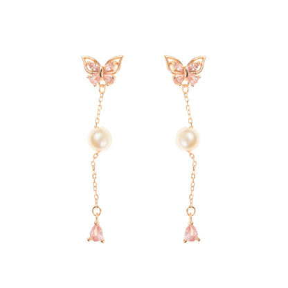 The Blush Flutter Pearl Drop Earring - 925 silver