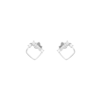 Crystal Crown Silver Hoops - 925 Silver