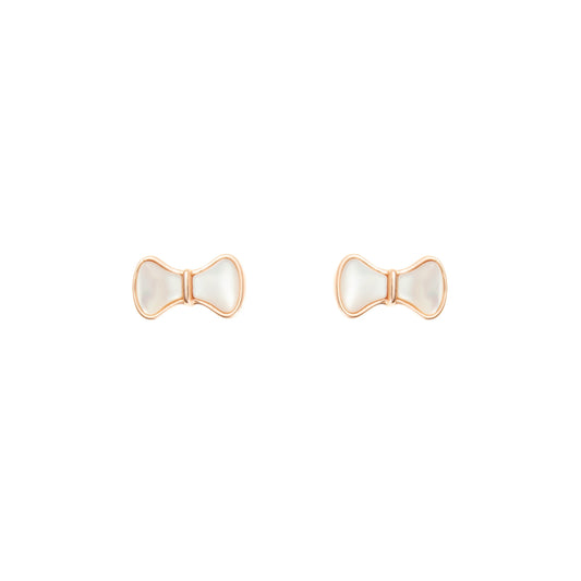 Rosy Grace Bow Studs - 925 Silver