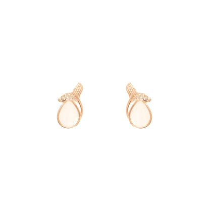 The Ethereal Dewdrop Rose Gold Studs - 925 Silver