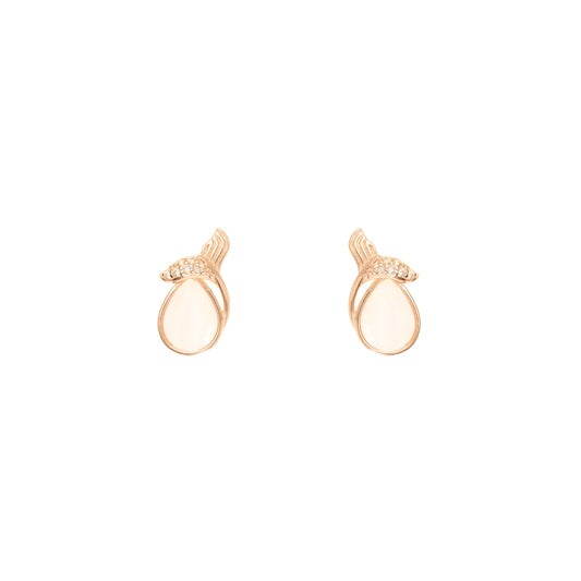 The Ethereal Dewdrop Rose Gold Studs - 925 Silver
