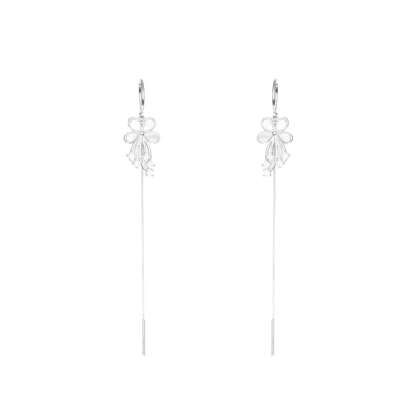 The Silver Bloom Petal Threader Earrings - 925 Silver