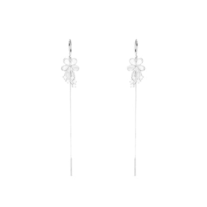 The Silver Bloom Petal Threader Earrings - 925 Silver