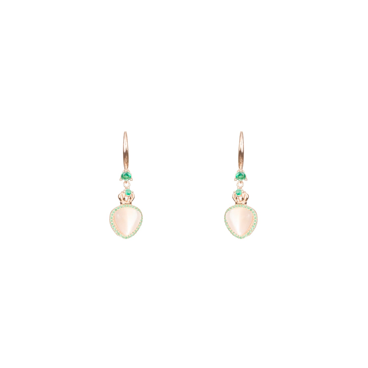 The Verdant Crown Heart Drop Earrings - 925 Silver