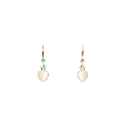 The Verdant Crown Heart Drop Earrings - 925 Silver