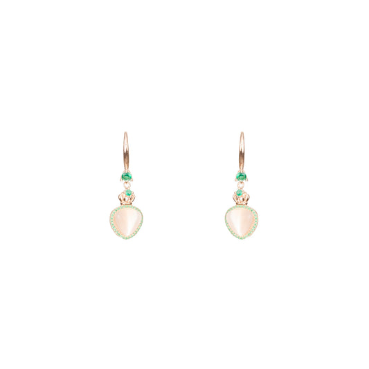 The Verdant Crown Heart Drop Earrings - 925 Silver