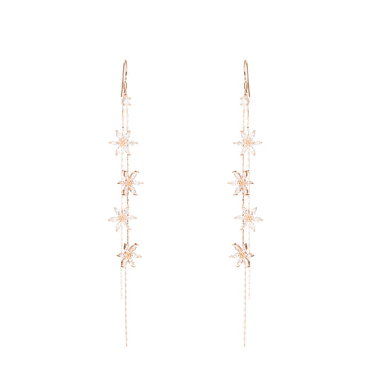 Celestial Bloom Rose Gold Starfall Earrings - 925 Silver