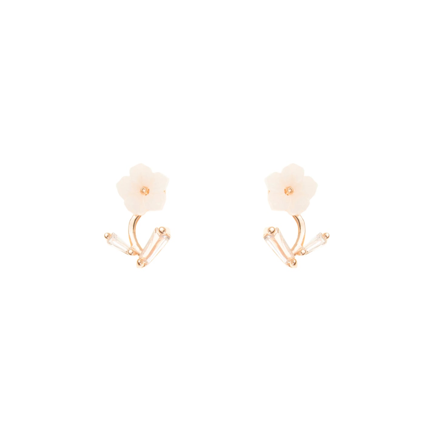 Petal Poise Rose Gold Earrings - 925 Silver