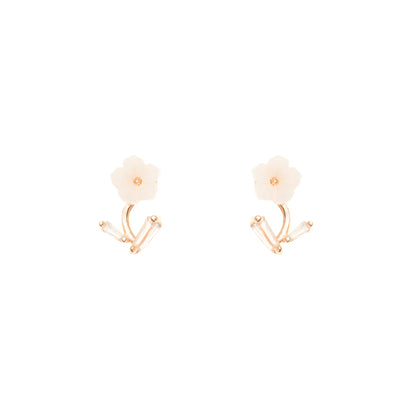 Petal Poise Rose Gold Earrings - 925 Silver