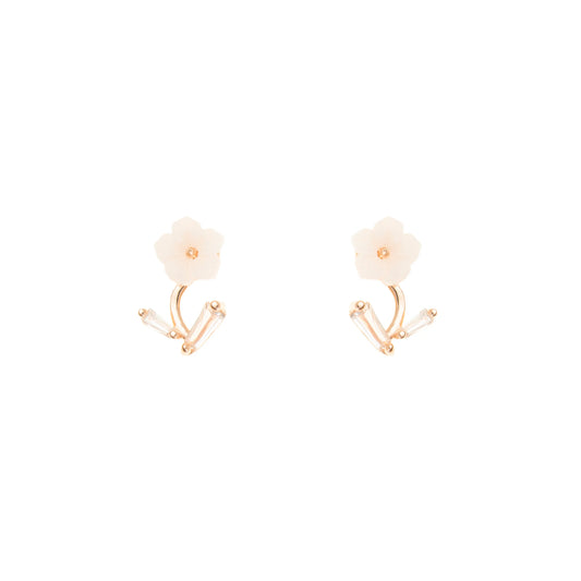 Petal Poise Rose Gold Earrings - 925 Silver