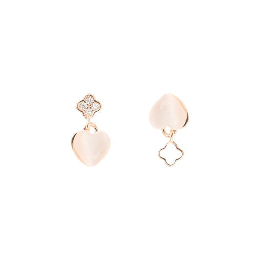 The Blush Bloom Heart Earrings - 925 Silver